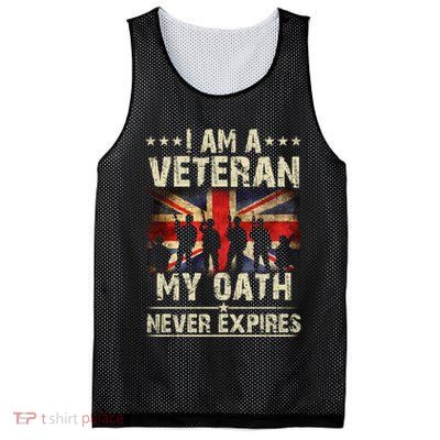 I Am A Veteran My Oath Never Expires Fathers Day Armed Forces Day Patriotic Mesh Reversible Basketball Jersey Tank