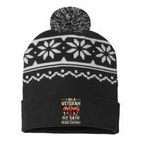 I Am A Veteran My Oath Never Expires Fathers Day Armed Forces Day Patriotic USA-Made Snowflake Beanie