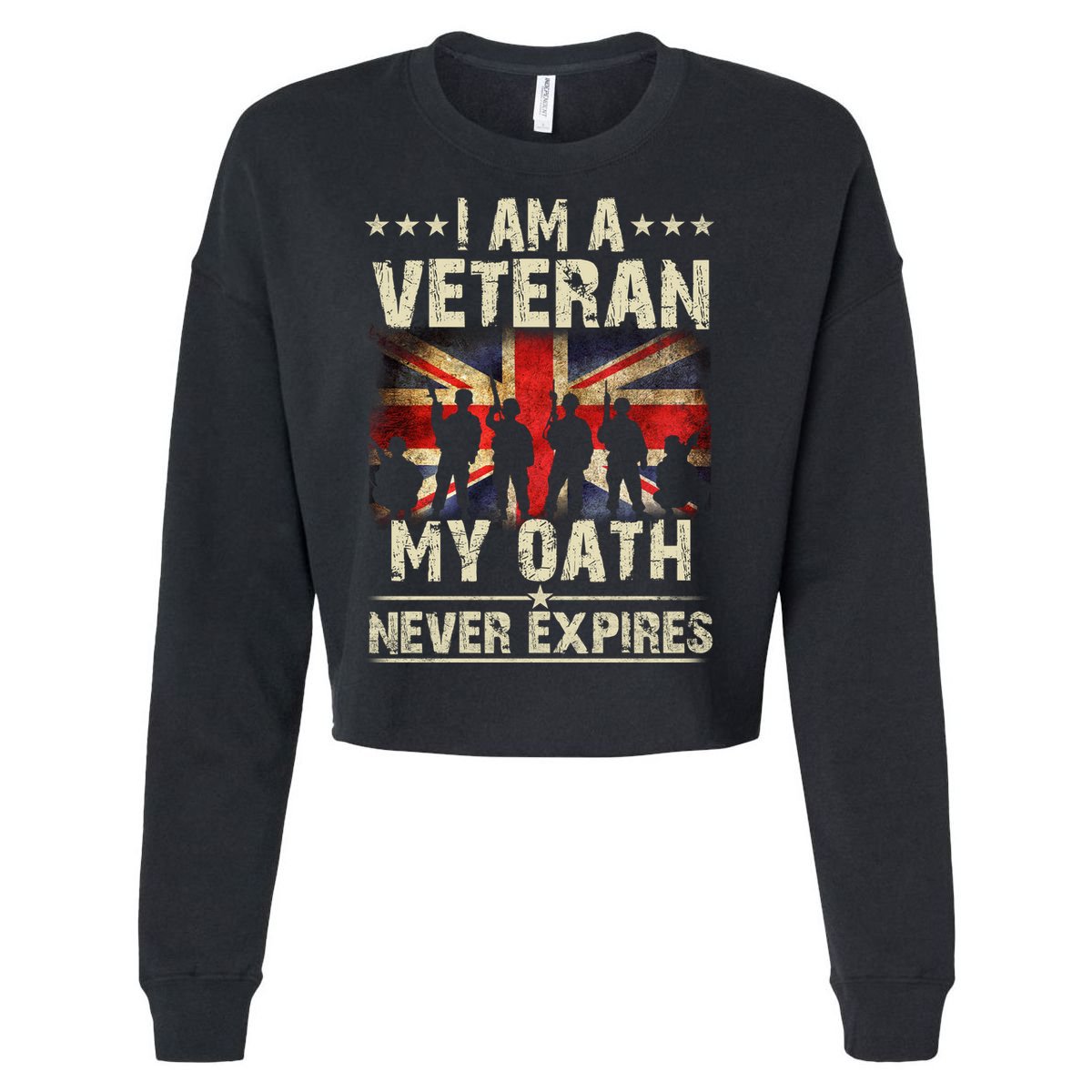 I Am A Veteran My Oath Never Expires Fathers Day Armed Forces Day Patriotic Cropped Pullover Crew