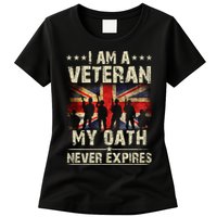 I Am A Veteran My Oath Never Expires Fathers Day Armed Forces Day Patriotic Womens T-Shirt