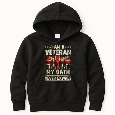 I Am A Veteran My Oath Never Expires Fathers Day Armed Forces Day Patriotic Kids Hoodie