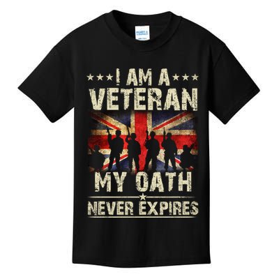 I Am A Veteran My Oath Never Expires Fathers Day Armed Forces Day Patriotic Kids T-Shirt