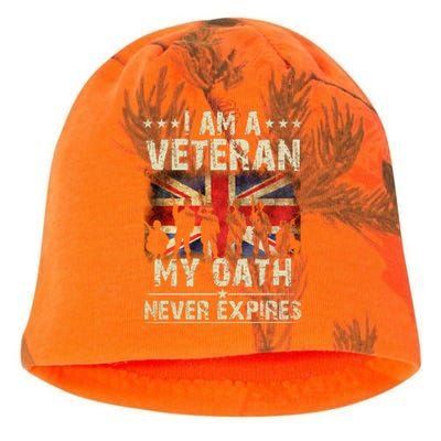 I Am A Veteran My Oath Never Expires Fathers Day Armed Forces Day Patriotic Kati - Camo Knit Beanie