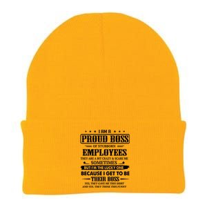 I Am A Proud Boss Of Stubborn Employees They Are Bit Crazy Gift Knit Cap Winter Beanie