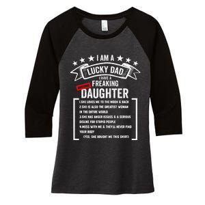 I Am A Lucky Dad I Have A Freaking Awesome Daughter Women's Tri-Blend 3/4-Sleeve Raglan Shirt