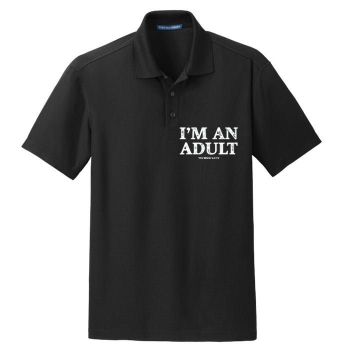 IM An Adult Technically Funny 18th Birthday Gift Dry Zone Grid Polo