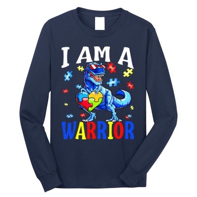 I Am A Warrior Autism Family Dinosaur Autism Awareness Long Sleeve Shirt