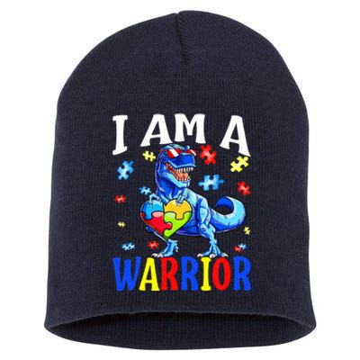 I Am A Warrior Autism Family Dinosaur Autism Awareness Short Acrylic Beanie