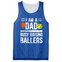 I Am A Dad Busy Raising Ballers Softball Basketball Dad Cute Gift Mesh Reversible Basketball Jersey Tank