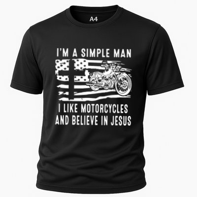 I Am A Simple Man I Like Motorcycles And Believe In Jesus Performance Shirt