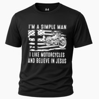 I Am A Simple Man I Like Motorcycles And Believe In Jesus Performance Shirt
