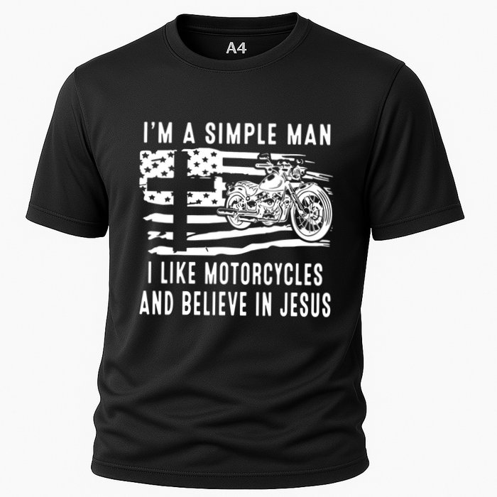 I Am A Simple Man I Like Motorcycles And Believe In Jesus Performance Shirt