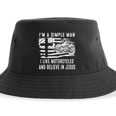 I Am A Simple Man I Like Motorcycles And Believe In Jesus Sustainable Bucket Hat