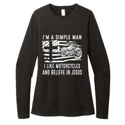 I Am A Simple Man I Like Motorcycles And Believe In Jesus Womens CVC Long Sleeve Shirt