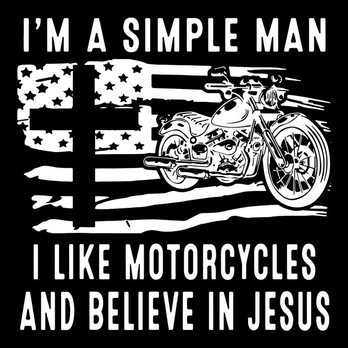 I Am A Simple Man I Like Motorcycles And Believe In Jesus Flat Bill Trucker Hat