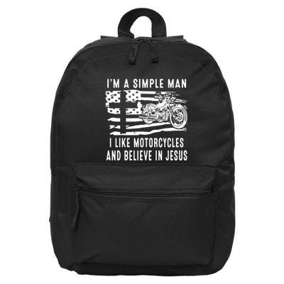 I Am A Simple Man I Like Motorcycles And Believe In Jesus 16 in Basic Backpack