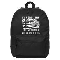 I Am A Simple Man I Like Motorcycles And Believe In Jesus 16 in Basic Backpack