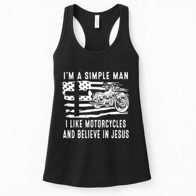 I Am A Simple Man I Like Motorcycles And Believe In Jesus Womens Tank Top