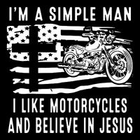 I Am A Simple Man I Like Motorcycles And Believe In Jesus Pom Pom 12in Knit Beanie