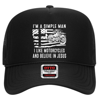 I Am A Simple Man I Like Motorcycles And Believe In Jesus Trucker Hat