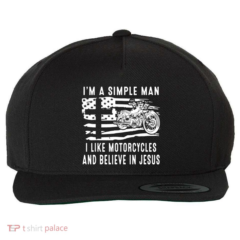 I Am A Simple Man I Like Motorcycles And Believe In Jesus Wool Snapback Cap