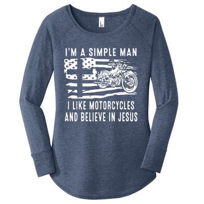 I Am A Simple Man I Like Motorcycles And Believe In Jesus Women's Perfect Tri Tunic Long Sleeve Shirt