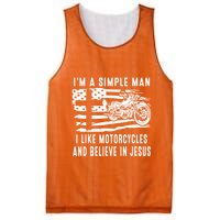 I Am A Simple Man I Like Motorcycles And Believe In Jesus Mesh Reversible Basketball Jersey Tank