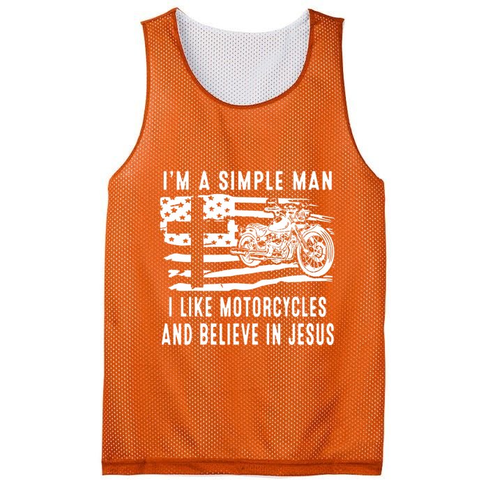 I Am A Simple Man I Like Motorcycles And Believe In Jesus Mesh Reversible Basketball Jersey Tank