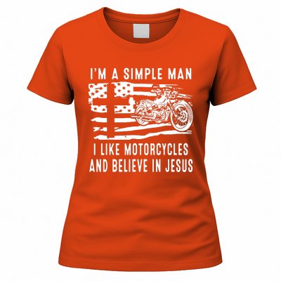 I Am A Simple Man I Like Motorcycles And Believe In Jesus Women's T-Shirt