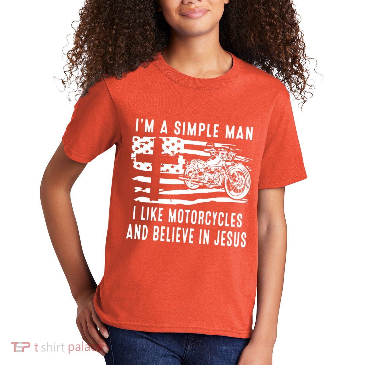 I Am A Simple Man I Like Motorcycles And Believe In Jesus Kids T-Shirt