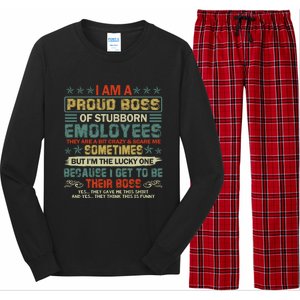 I Am A Proud Boss Of Stubborn Employees They Are Bit Crazy Gift Long Sleeve Pajama Set