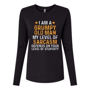 I Am A Grumpy Old Man My Level Of Sarcasm Depends On Your Womens Cotton Relaxed Long Sleeve T-Shirt