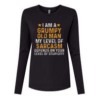 I Am A Grumpy Old Man My Level Of Sarcasm Depends On Your Womens Cotton Relaxed Long Sleeve T-Shirt