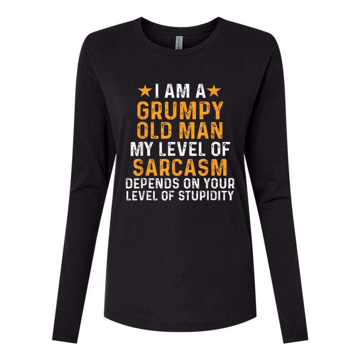 I Am A Grumpy Old Man My Level Of Sarcasm Depends On Your Womens Cotton Relaxed Long Sleeve T-Shirt