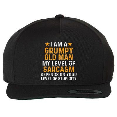 I Am A Grumpy Old Man My Level Of Sarcasm Depends On Your Wool Snapback Cap