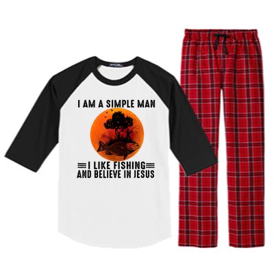 I Am A Simple Man I Like Fishing And Believe In Jesus Raglan Sleeve Pajama Set