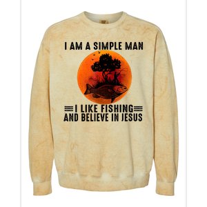 I Am A Simple Man I Like Fishing And Believe In Jesus Colorblast Crewneck Sweatshirt