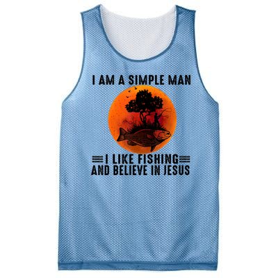 I Am A Simple Man I Like Fishing And Believe In Jesus Mesh Reversible Basketball Jersey Tank