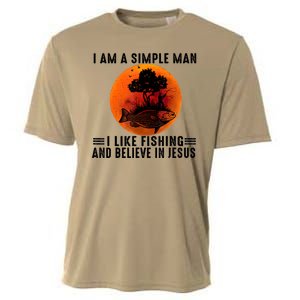 I Am A Simple Man I Like Fishing And Believe In Jesus Cooling Performance Crew T-Shirt