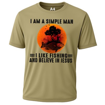 I Am A Simple Man I Like Fishing And Believe In Jesus Performance Shirt