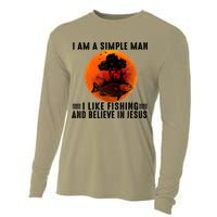 I Am A Simple Man I Like Fishing And Believe In Jesus Cooling Performance Long Sleeve Crew