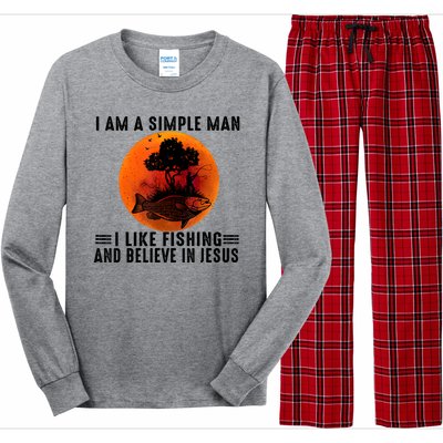 I Am A Simple Man I Like Fishing And Believe In Jesus Long Sleeve Pajama Set