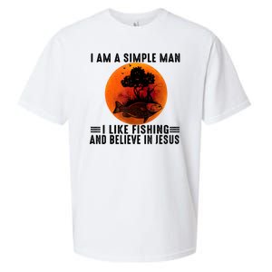 I Am A Simple Man I Like Fishing And Believe In Jesus Sueded Cloud Jersey T-Shirt