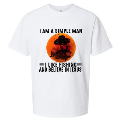 I Am A Simple Man I Like Fishing And Believe In Jesus Sueded Cloud Jersey T-Shirt