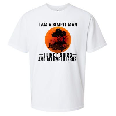 I Am A Simple Man I Like Fishing And Believe In Jesus Sueded Cloud Jersey T-Shirt