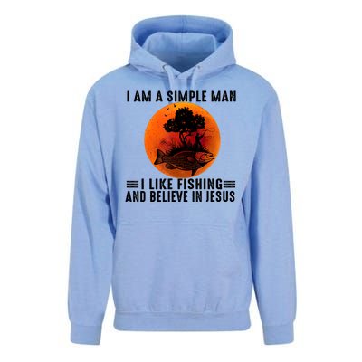 I Am A Simple Man I Like Fishing And Believe In Jesus Unisex Surf Hoodie