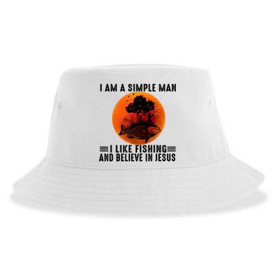 I Am A Simple Man I Like Fishing And Believe In Jesus Sustainable Bucket Hat