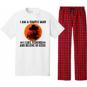 I Am A Simple Man I Like Fishing And Believe In Jesus Pajama Set