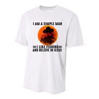 I Am A Simple Man I Like Fishing And Believe In Jesus Youth Performance Sprint T-Shirt