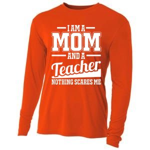 I Am A Mom And A Teacher Gift Cooling Performance Long Sleeve Crew